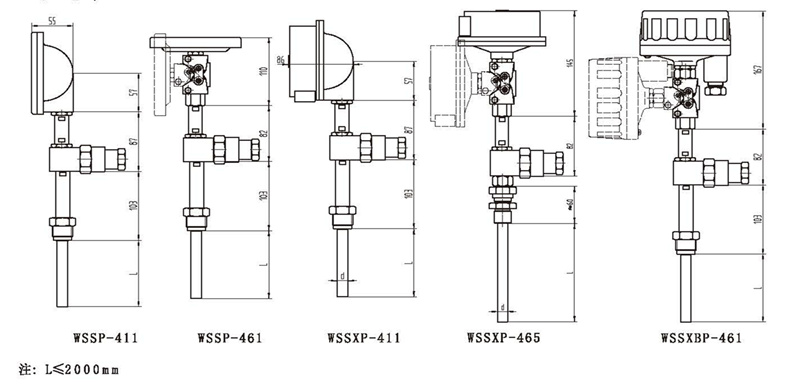 WSSX工業雙金屬溫度計（一體化型螺紋式）_http://www.tlide.cn_雙金屬溫度計_第3張